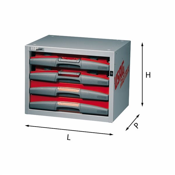 USAG 5000 E1  Composizione con valigette e cassetti LxPxH mm 495x375x382 Peso kg 21,5            