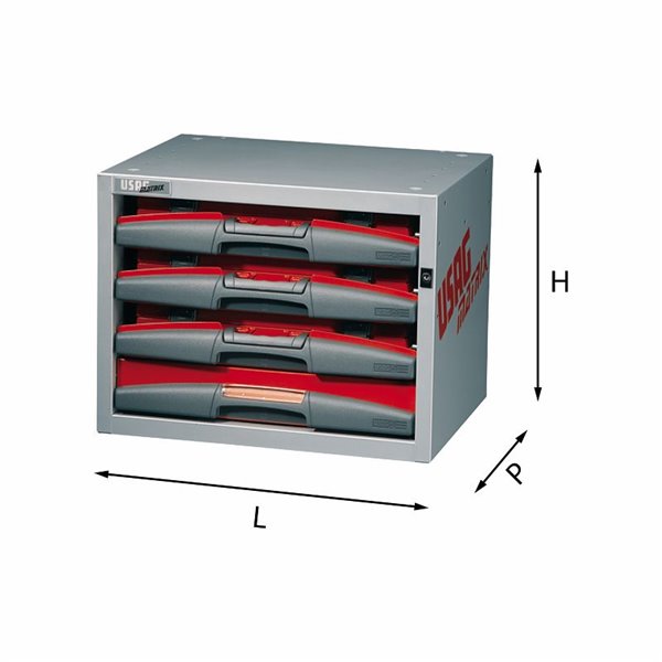 USAG 5000 E2  Composizione con valigette e cassetti LxPxH mm 495x375x382 Peso kg 21,3            
