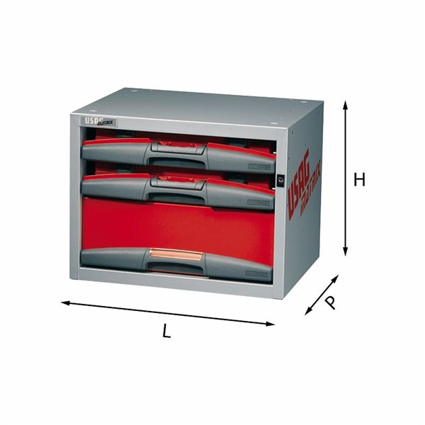 USAG 5000 E3  Composizione con valigette e cassetti LxPxH mm 495x375x382 Peso kg 19,2            