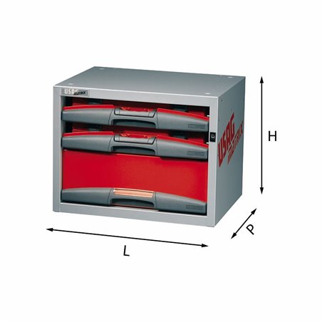 USAG 5000 E3  Composizione con valigette e cassetti LxPxH mm 495x375x382 Peso kg 19,2            