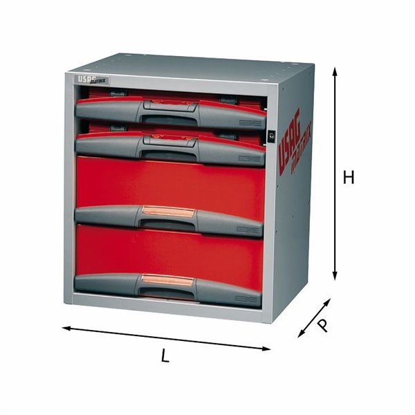 USAG 5000 F1  Composizione con valigette e cassetti LxPxH mm 495x375x542 Peso kg 25,4            