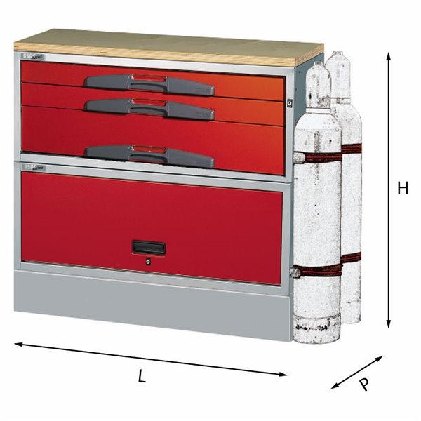 USAG 5006 A4  Assortimento lato destro LxPxH mm 990x375x954 Peso kg 56            