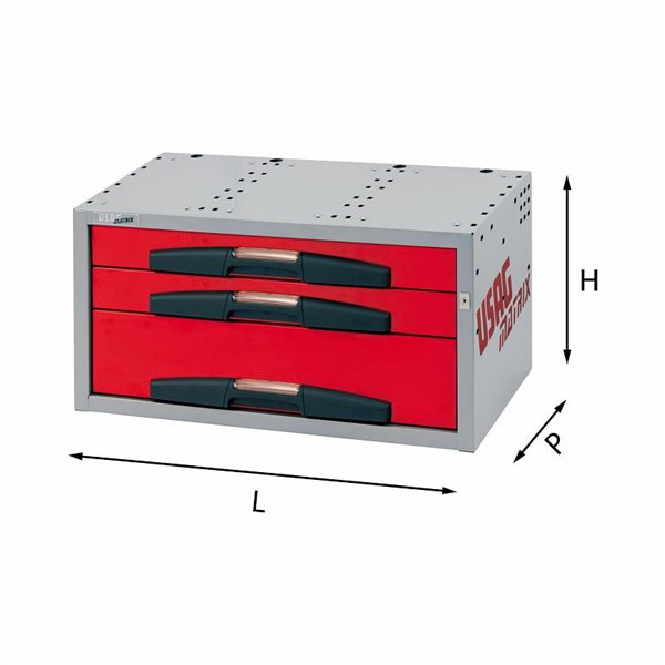 USAG 5000 CE3  Composizione con cassetti medi LxPxH mm 742,5x375x382 Peso kg 26,5            