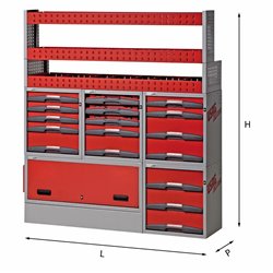 USAG 5006 E10  Assortimento lato sinistro LxPxH mm 1485x375x1688 Peso kg 140,4            