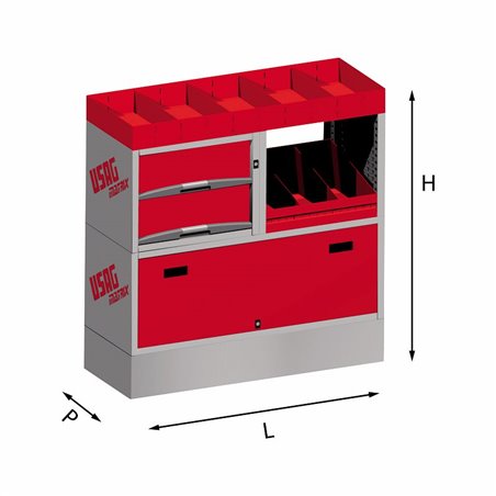 USAG 5006 EF5  Assortimento lato sinistro LxPxH mm 990x375x1014 Peso kg 44            