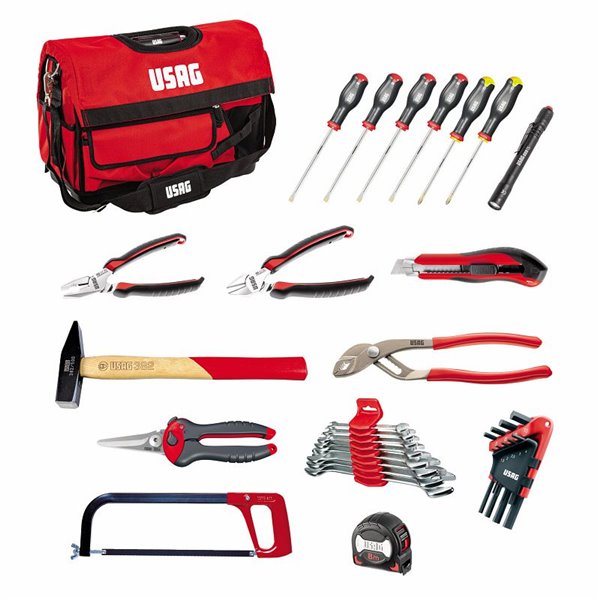 USAG 007 A  Borsa professionale porta utensili con assortimento (32 pz) LxPxH mm 490x220x350 Peso kg 8            