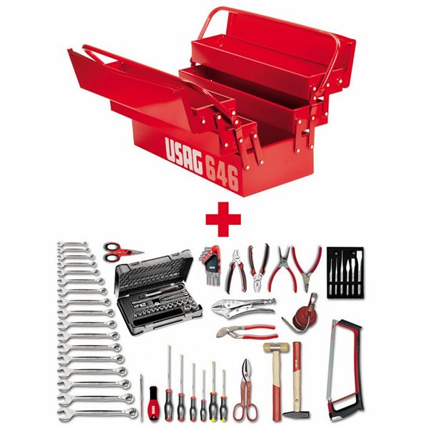 USAG 646/5AP  Cassetta 646/5V con assortimento BASE 496 AP2 in pollici (59 pz) Peso kg 19,6              