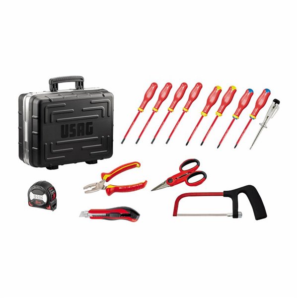 USAG 001 RH14  Valigia con assortimento per elettrotecnica (14 pz) LxPxH mm 465x352x215 Peso kg 8            