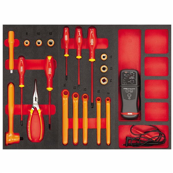 USAG 495 098HYB  Assortimento per MESSA IN SICUREZZA e MANUTENZIONE CELLE BATTERIE (20 pz) - 1 cassetto                