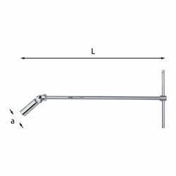 USAG 278 NL  Chiavi a T snodate per candele lunghe Bocca esagonale mm 20,8 a mm 27,5 L mm 564          