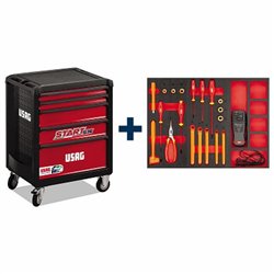 USAG 516 ST5HYA-S  Carrello START con assortimento 495 098 HYB per MESSA IN SICUREZZA e MANUTENZIONE CELLE BATTERIE (20 pezzi)  