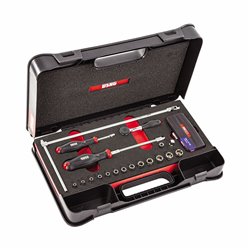 USAG 608 1/4 EAK  Assortimento in cassetta di ABS con prolunghe, cricchetto e bussole esagonali (49 pz) LxPxH mm 435x270x70     