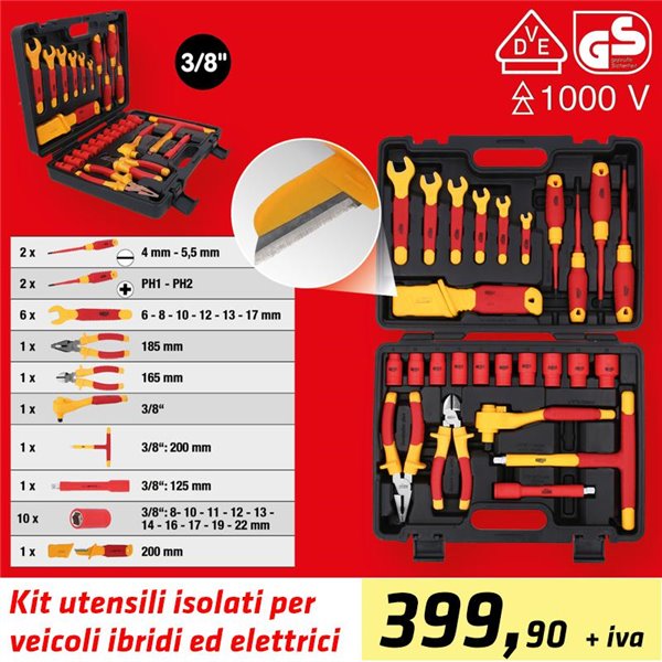 Serie di utensili isolati per veicoli ibridi ed elettrici, 26 pz - KS Tools