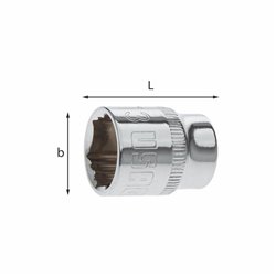 Usag 235 X 1/4 12 CHIAVI A BUSSOLA CON BOCCA ESAGONALE SPECIALE X-GRIP