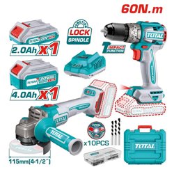 Set Avvitatore + Smerigliatrice Angolare 115 mm, 20V TOTAL - Cod. 4706400002