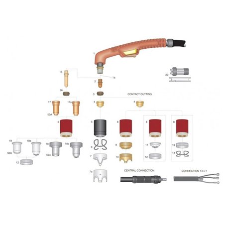 Torcia per taglio plasma completa TE-A101 Mt.6 M14x1
