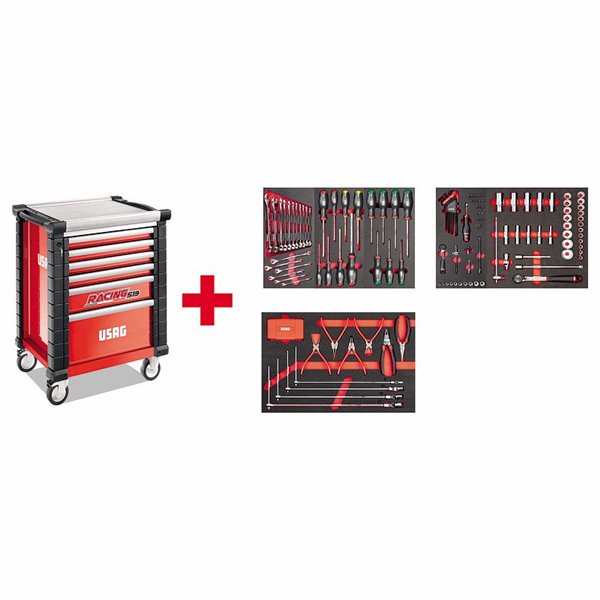 USAG 519 RS6/3MA  Carrello RACING con assortimento AUTORIPARAZIONE 495 MAA (155 pz)                