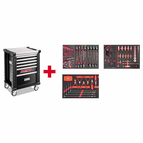 USAG 519 RS6/3NMA  Carrello RACING con assortimento AUTORIPARAZIONE 495 MAA (155 pz)                
