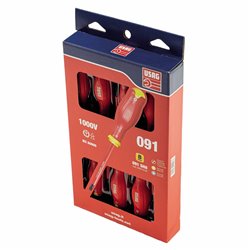 USAG 091 SH8  Serie di 8 giraviti per viti con intaglio, per viti con impronta a croce PHILLIPS® e per viti con impronta a croce