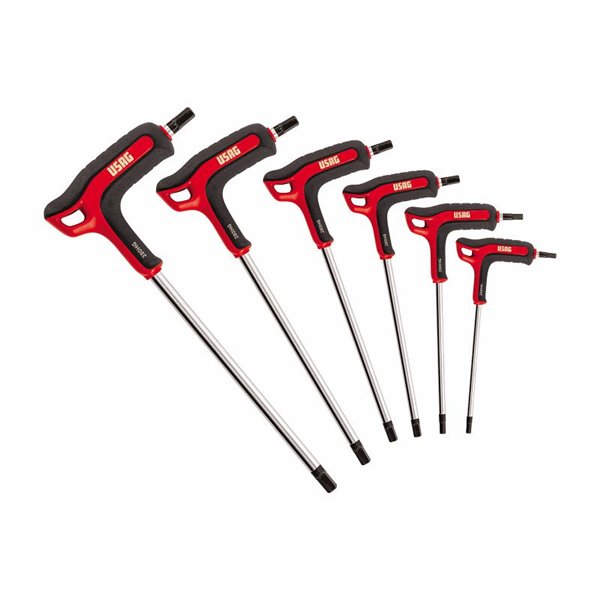 USAG 280 HG/SE6  Serie di 6 chiavi maschio esagonali con impugnatura bimateriale Peso gr 500              