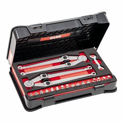 USAG 282 S10  Assortimento in cassetta di ABS con chiavi a compasso per ghiere a nasello tondo e quadro (10 pz) LxPxH mm 330x215