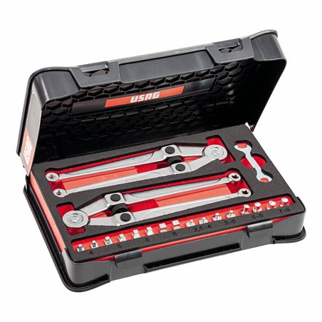 USAG 282 S10  Assortimento in cassetta di ABS con chiavi a compasso per ghiere a nasello tondo e quadro (10 pz) LxPxH mm 330x215