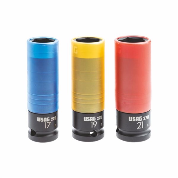 Usag 270 C 15 Chiavi a bussola macchina rinforzate per cerchi in lega con protezione in teflon