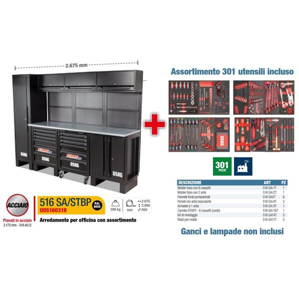 Usag 516 SA/STBP Arredamento da officina con assortimento