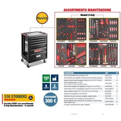 Usag 516 ST6NMXG Carrello Start con assortimento X-Grip Manutenzione 4 cassetti