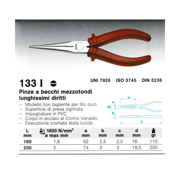 133 I 200  PINZA A BECCHI MEZZITONDI (E)