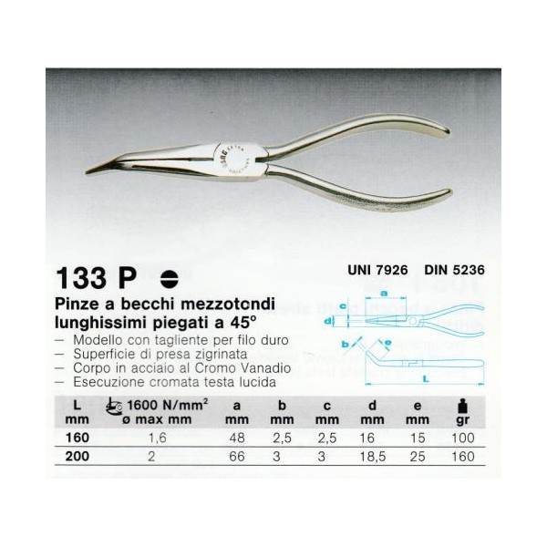 133 P 200  PINZA A BECCHI MEZZITONDI (E)