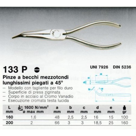 133 P 200  PINZA A BECCHI MEZZITONDI (E)