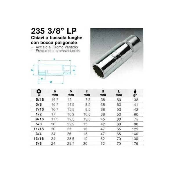 235 3/8 LP 5/16  CHIAVE A BUSSOLA      (B)